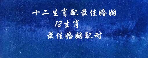 十二生肖配最佳婚姻（12生肖最佳婚姻配对）