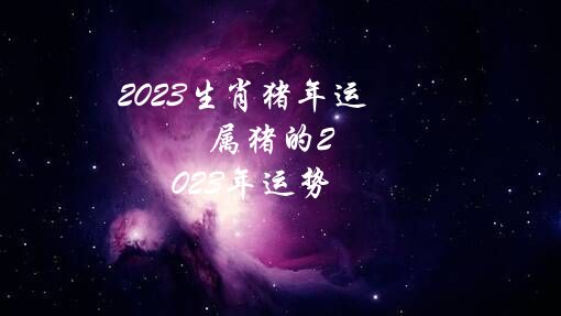 2023生肖猪年运（属猪的2023年运势）