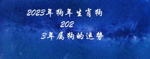 2023年狗年生肖狗（2023年属狗的运势）